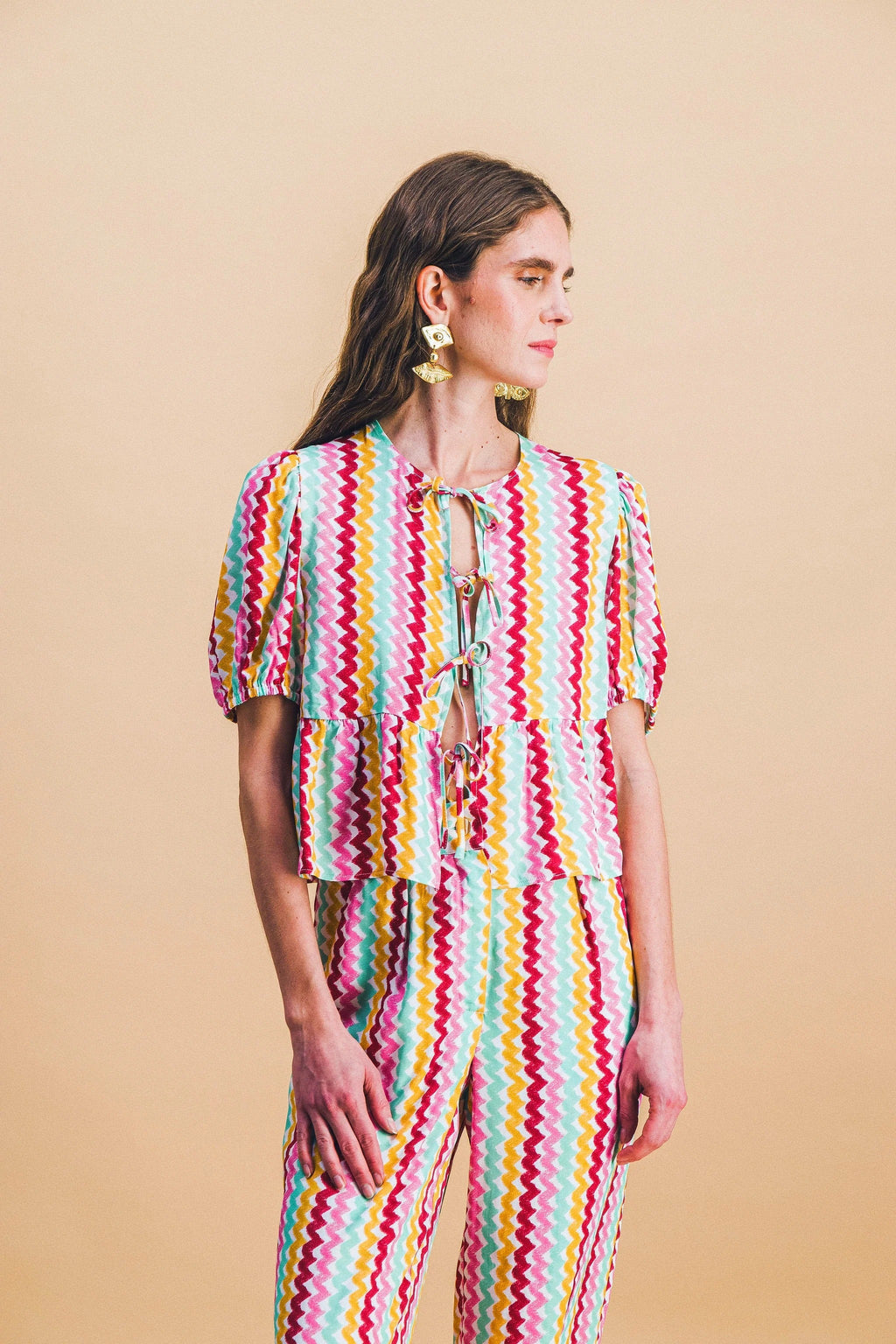 Ensemble Top Aimée+ Pantalon Tilda Orphism Lines Rainbow