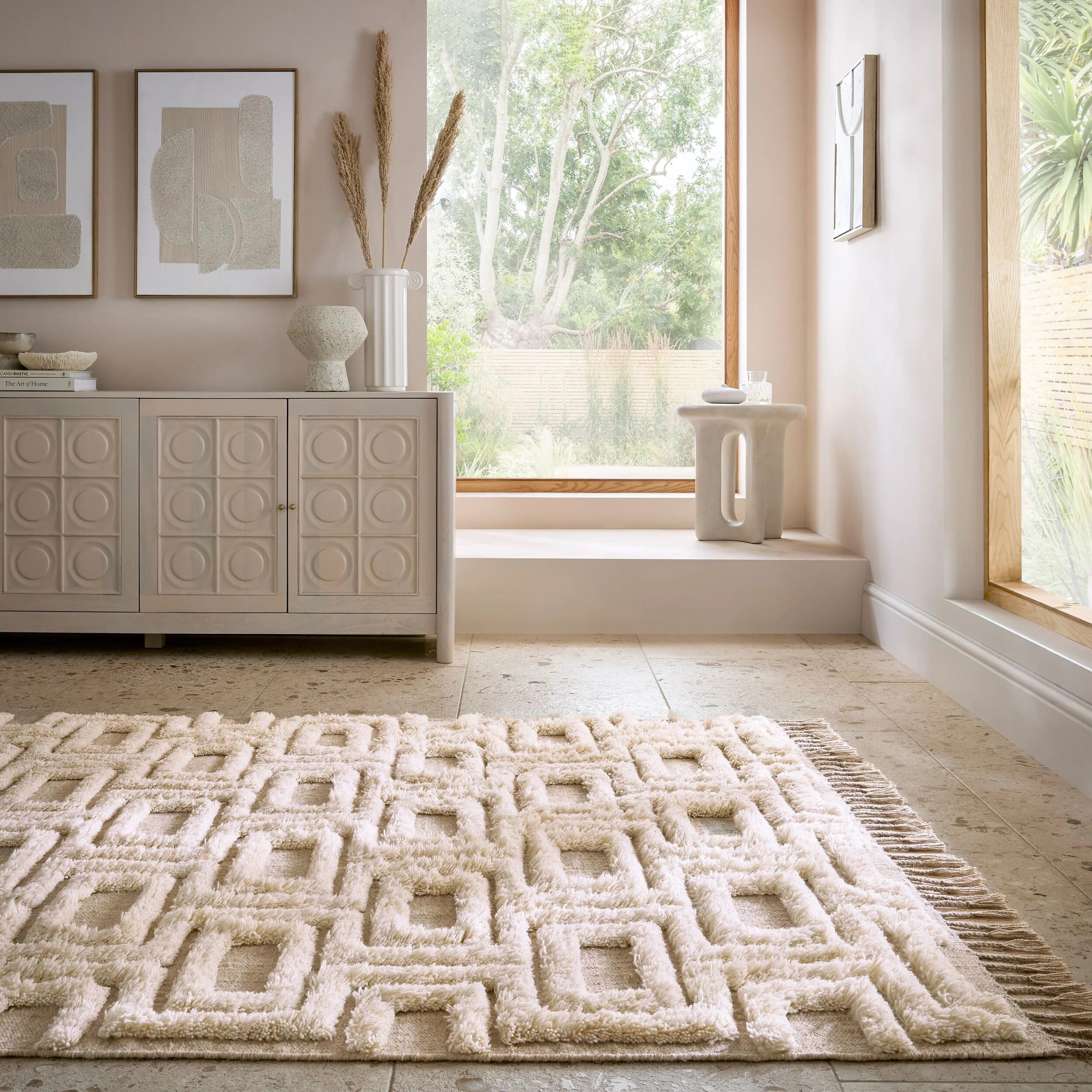 Greek Key - Tapis Shaggy En Laine