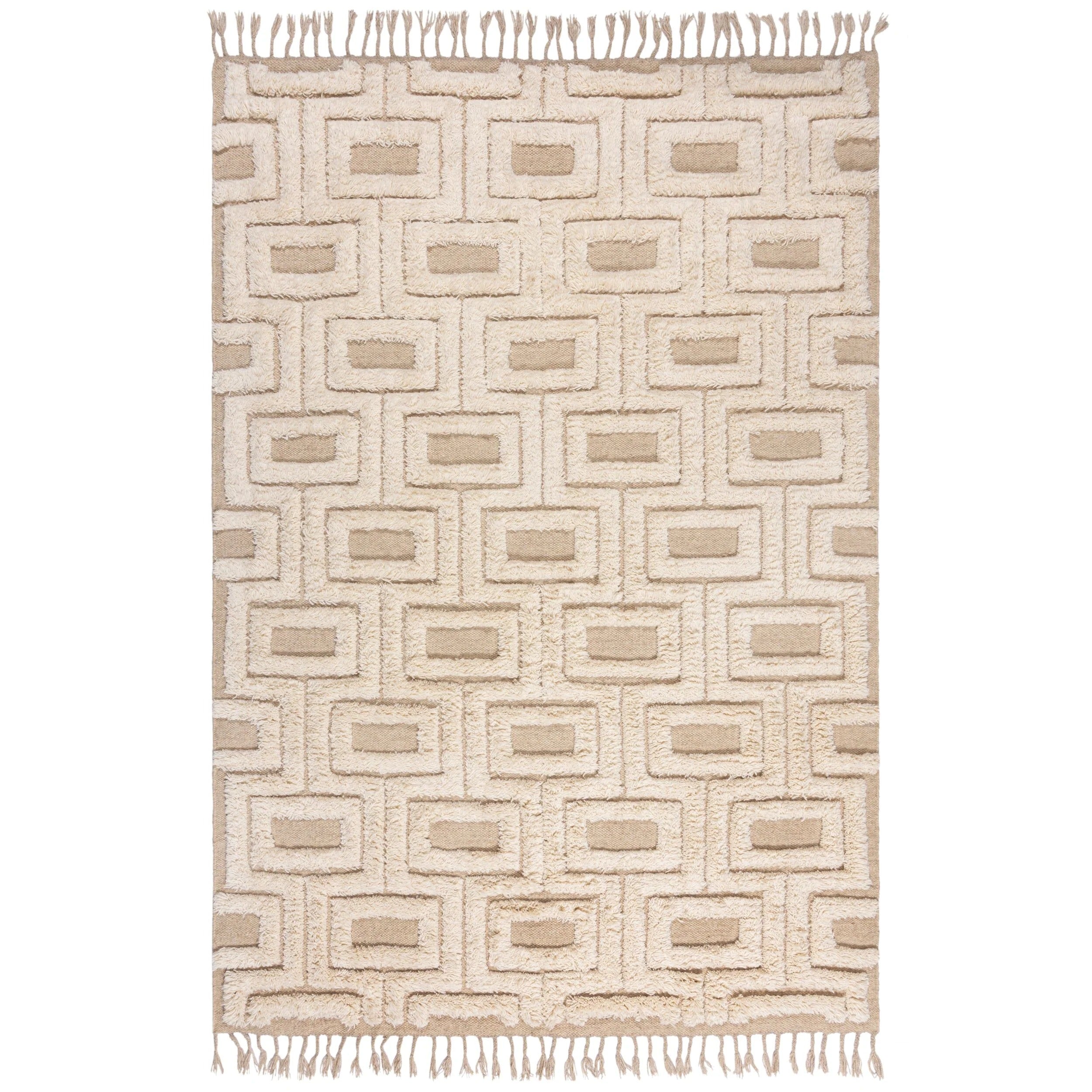 Greek Key - Tapis Shaggy En Laine