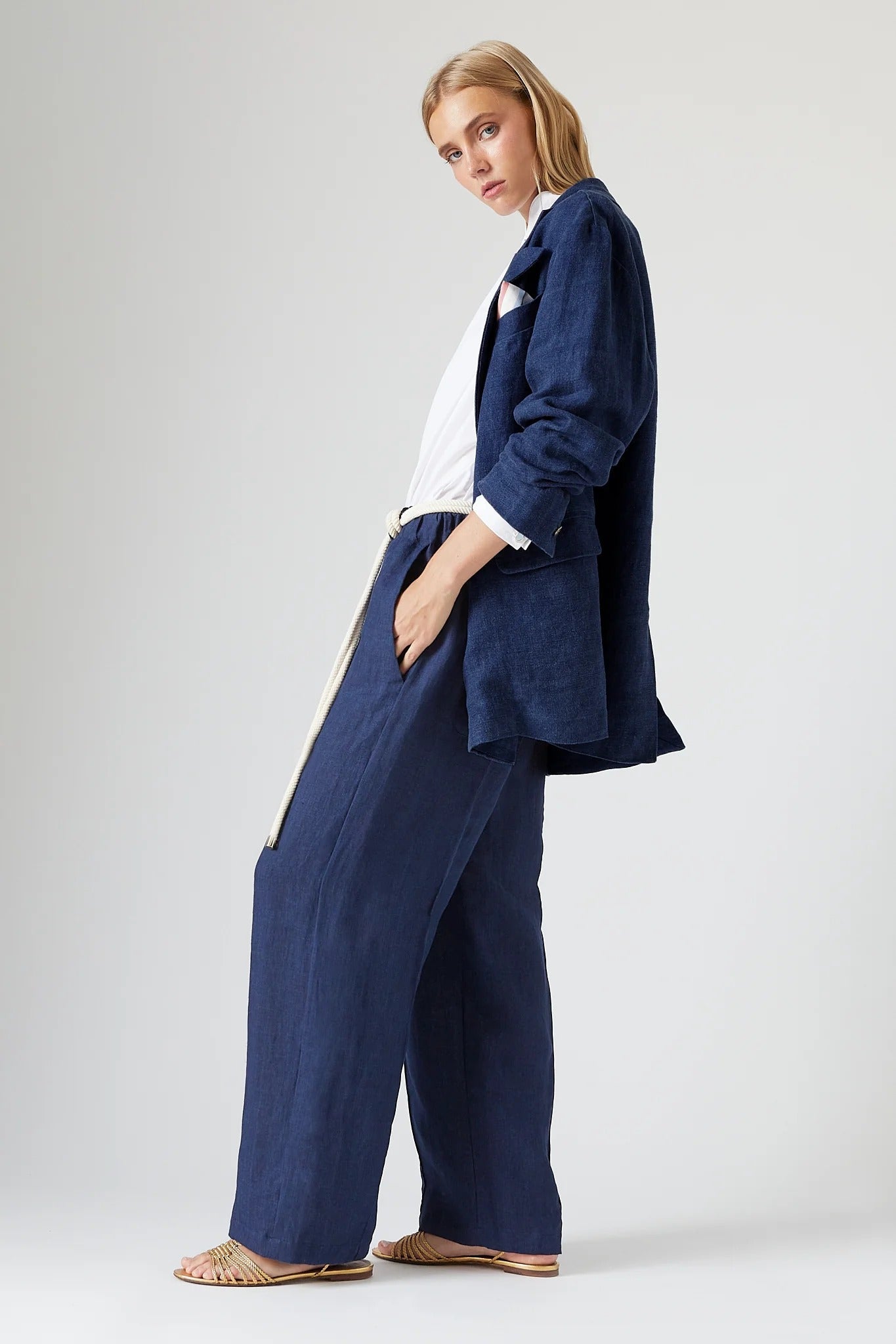 Pantalon Avec Ceinture Theo Indigo