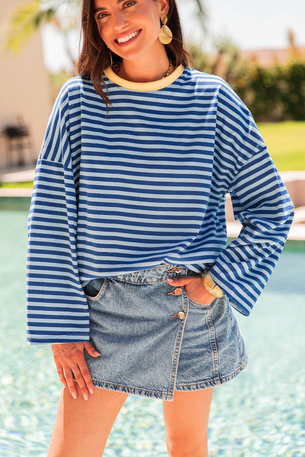 ISIA Bleu Marine/Jaune - Top Oversize