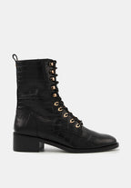 Janis - Cuir façon Croco Noir - Bons Baisers - The Bradery