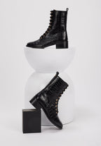 Janis - Cuir façon Croco Noir - Bons Baisers - The Bradery