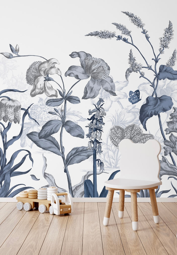 Fresque Jardin Anglais - Bleu Givré