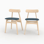 josette 2 chaises en bois et tissu bleu