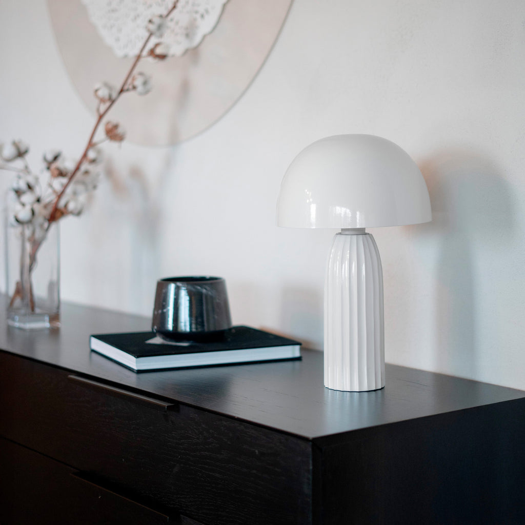 joy lampe a poser blanche champignon