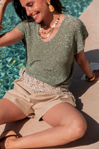 JUDY Kaki - Top Lurex
