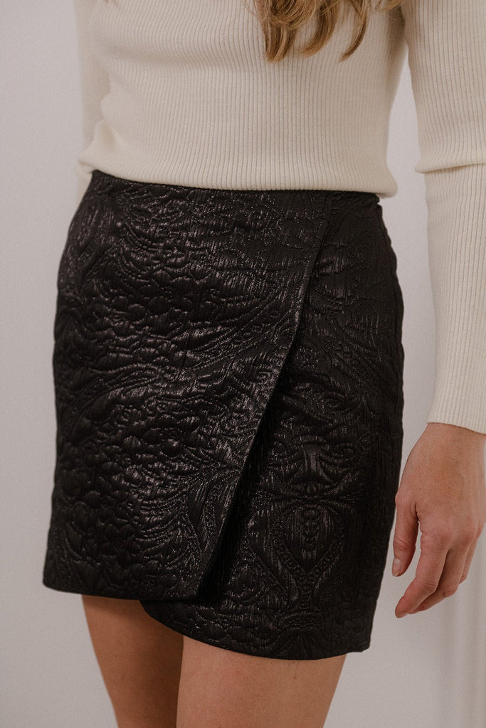 Jupe Carla Jacquard Noir - Black - Plume Paris - The Bradery