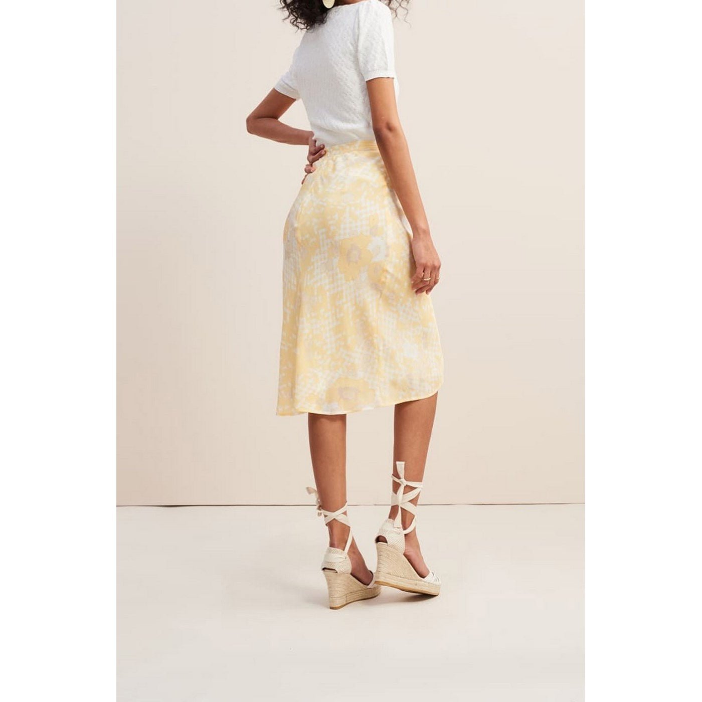 Jupe Carrie - Vichy Fleuri Paille - Rouje - The Bradery