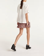 The Kooples - Jupe Courte Fluide Imprimé Rose Volants - Femme