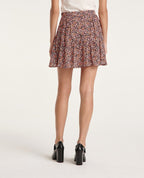 The Kooples - Jupe Courte Fluide Imprimé Rose Volants - Femme