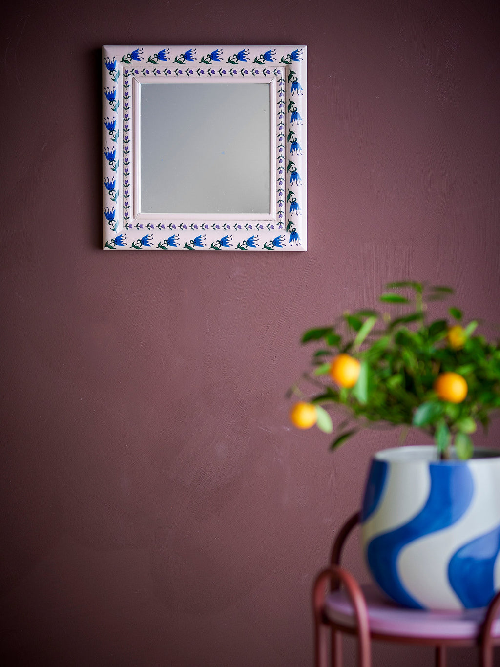 Badia - Miroir Mural - Rose Poudré - Sapin