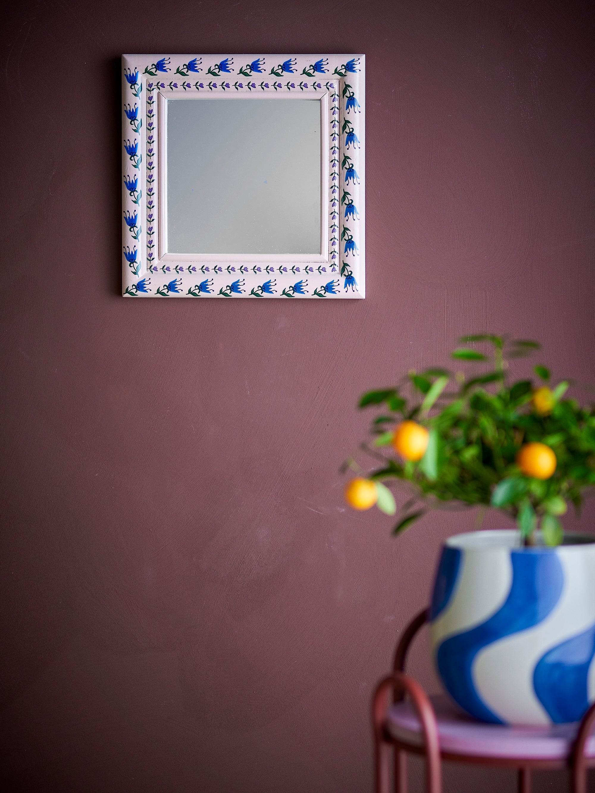 Badia - Miroir Mural - Rose Poudré - Sapin