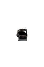 Back view of Kamilah Black Flat Slingback Ballerina featuring leather strap and transparent wedge.