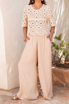 KAREN Beige - Pantalon Fluide