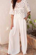 KAREN Blanc - Pantalon Fluide