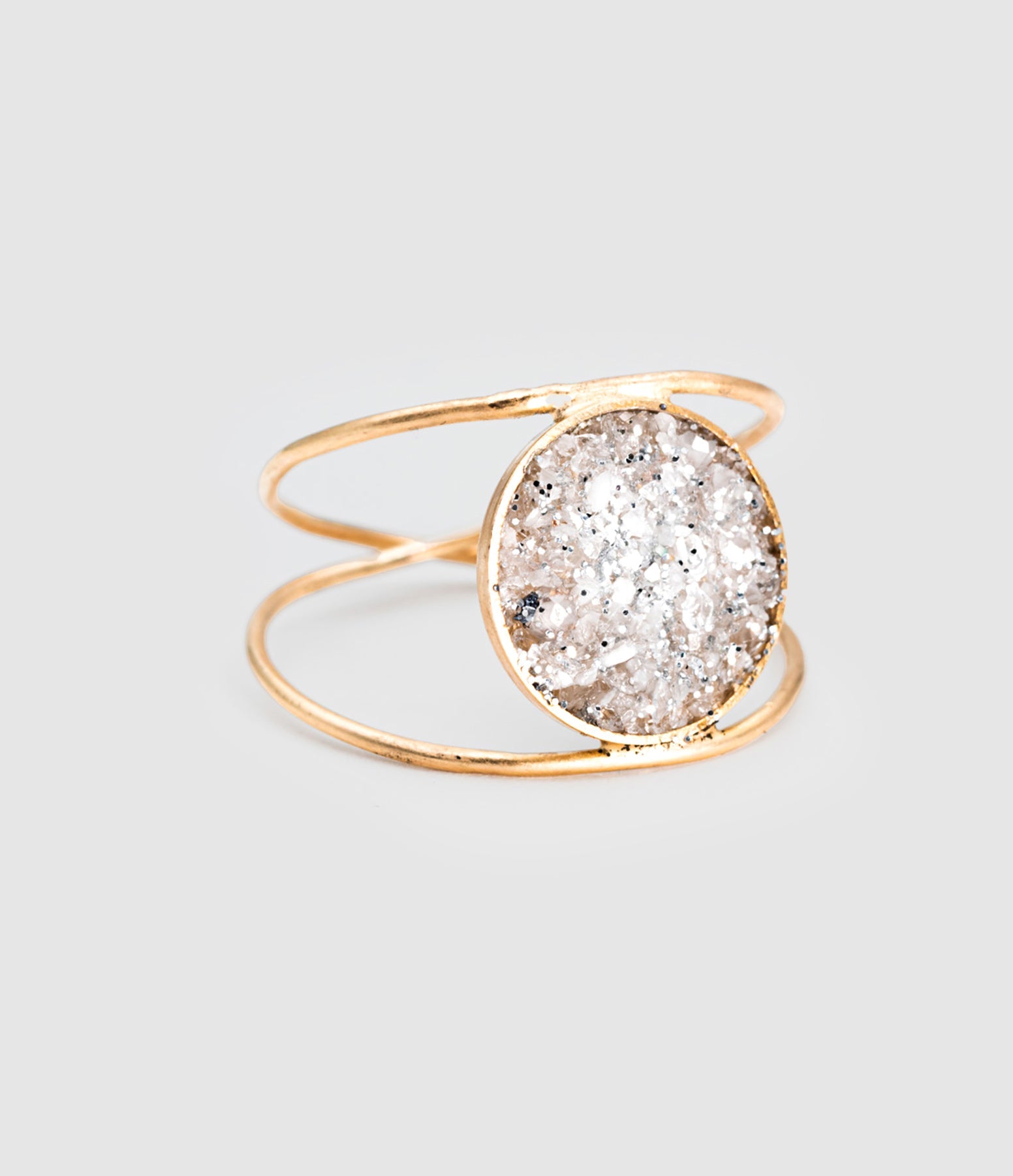 Lsonge - Bague Sublime Nude Bliss Cristal White Or Jaune - Femme