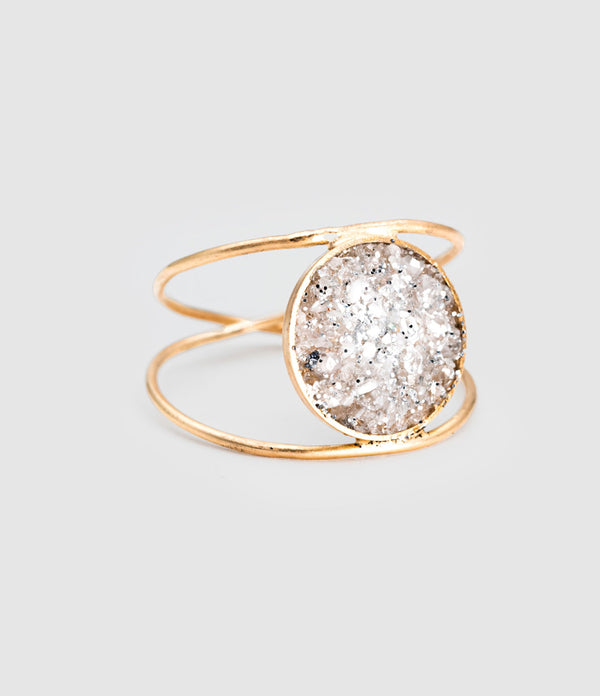 Lsonge - Bague Sublime Nude Bliss Cristal White Or Jaune - Femme