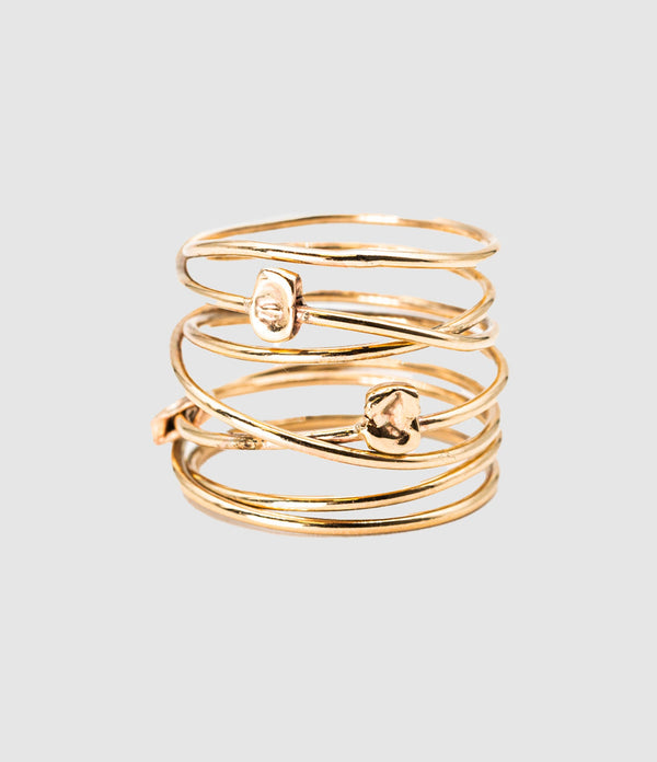 Lsonge - Bague Sublime Spirale 3 Pépites Xl Or Jaune - Femme