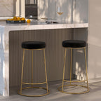 kendal tabouret de bar noir pieds dores lot de 2