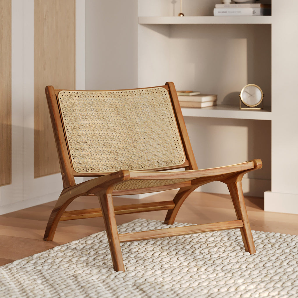 kilka fauteuil marron et cannage rotin