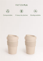 Kitchenware Outdoor Eco - Pack 2 Verres À Café Avec Couvercle Matériau Recyclé - Sable