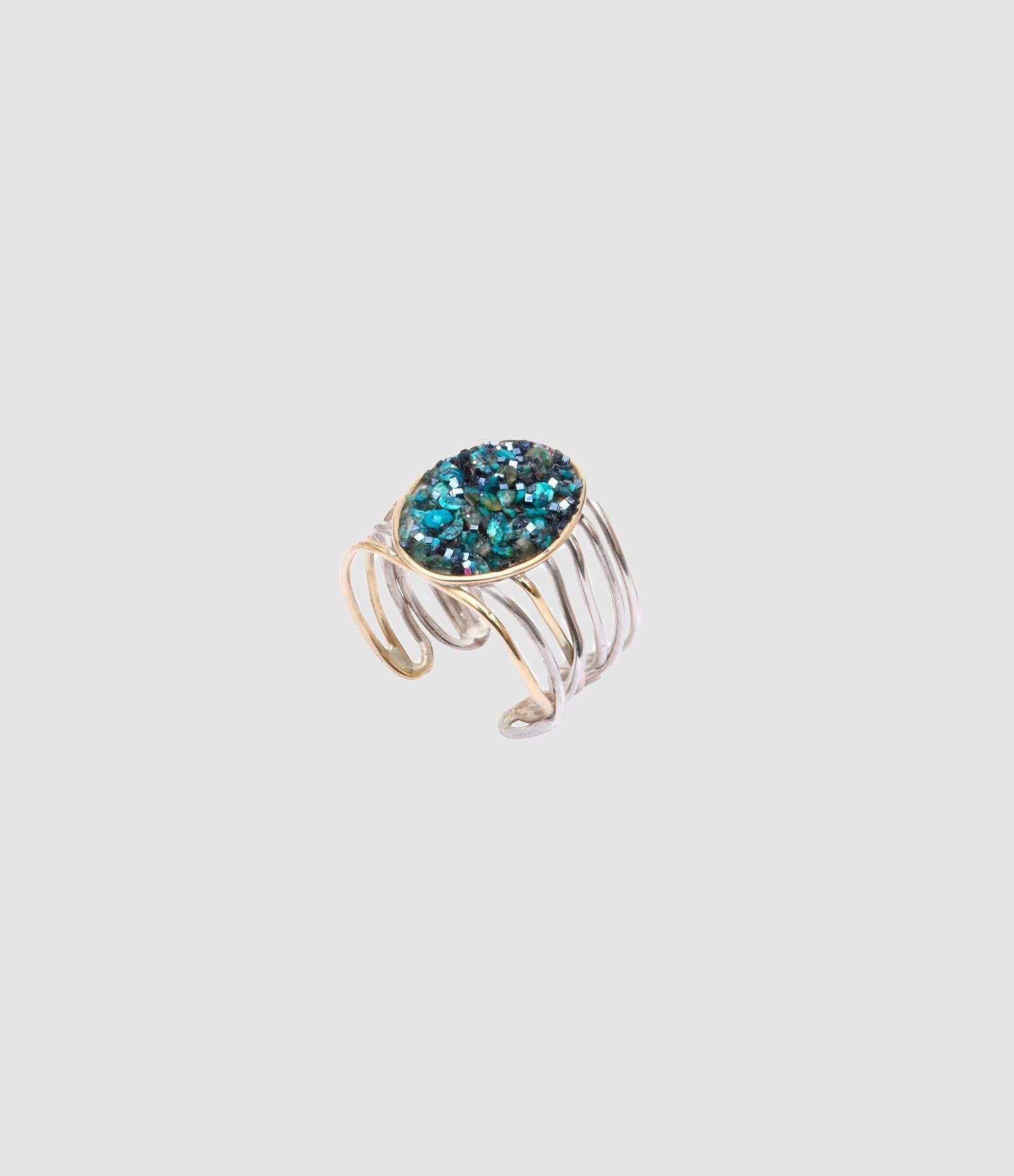Lsonge - Bague Sublime Stella Spirale Minéral Azurite - Femme