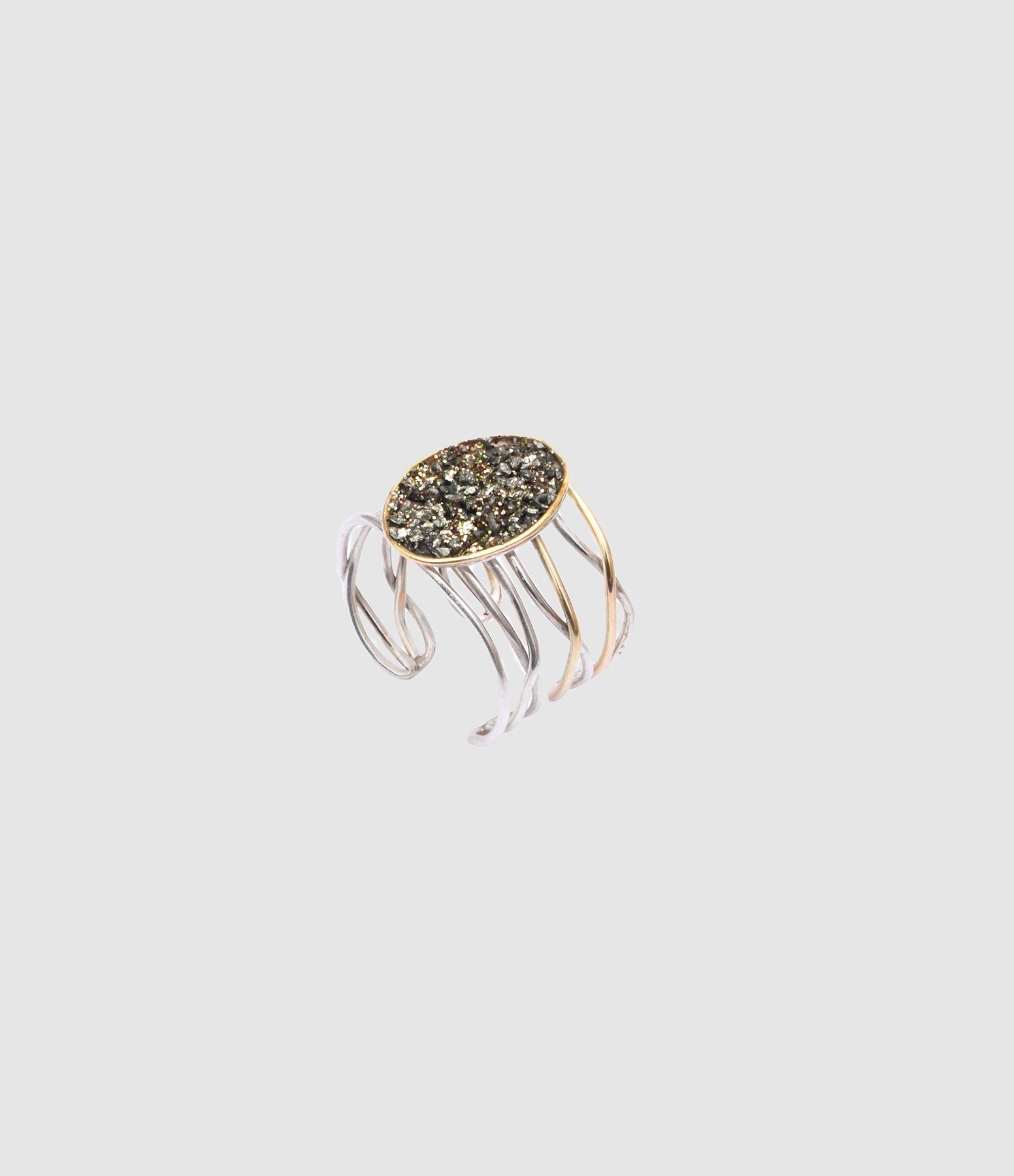 Lsonge - Bague Sublime Stella Spirale Minéral Pyrite - Femme