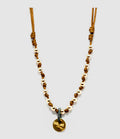 Lsonge - Collier Cordon Sublime M Comme Méditerranée 16 Perles Taupe Or - Femme