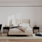 koda lit double 140 x 190 cm tissu beige ambiance
