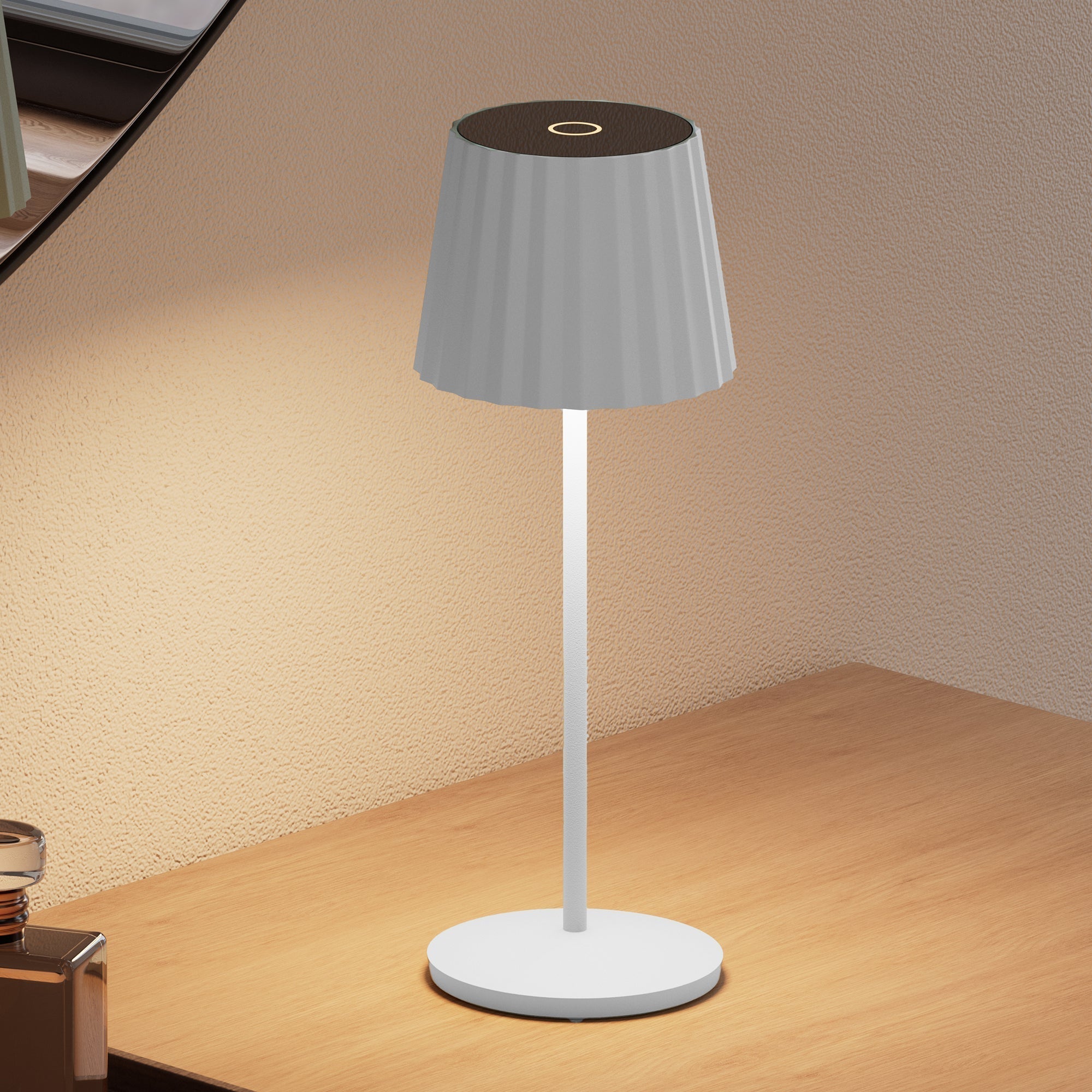 Abby - Lampe De Table Sans Fil - Acier - Blanc