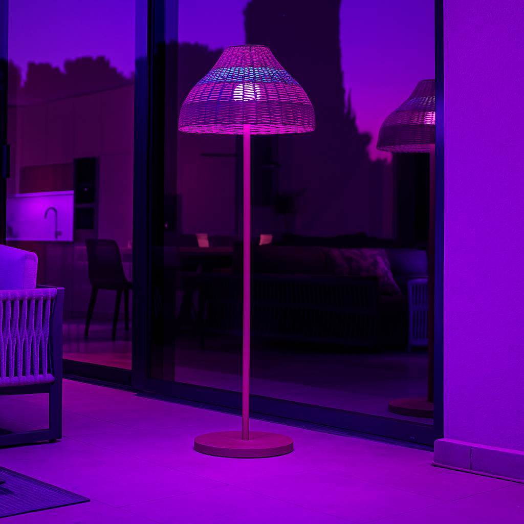 Elion - Lampadaire Sans Fil - Polyrotin - Beige