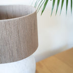 lampe blanche creme papier mache abat jour en jute nina
