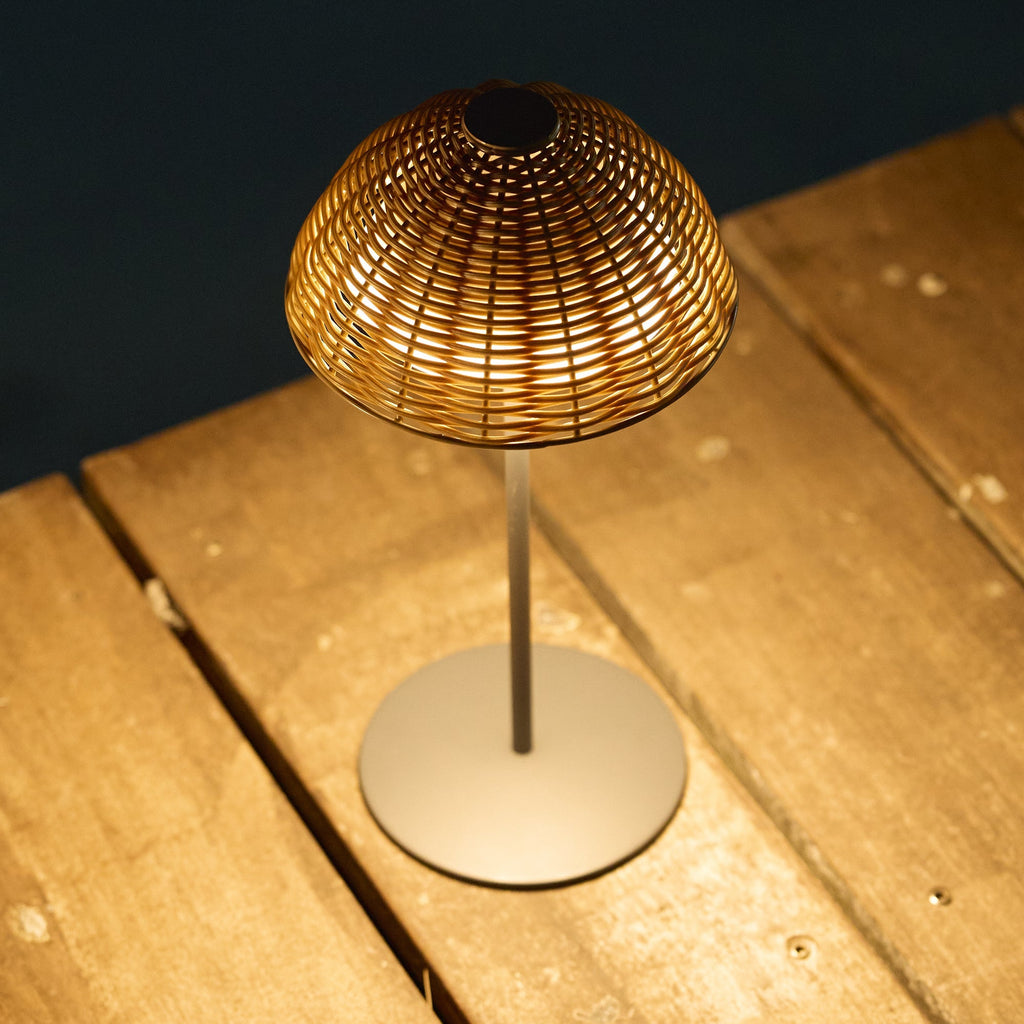 Faroe - Lampe De Table Sans Fil - Polyrotin - Marron