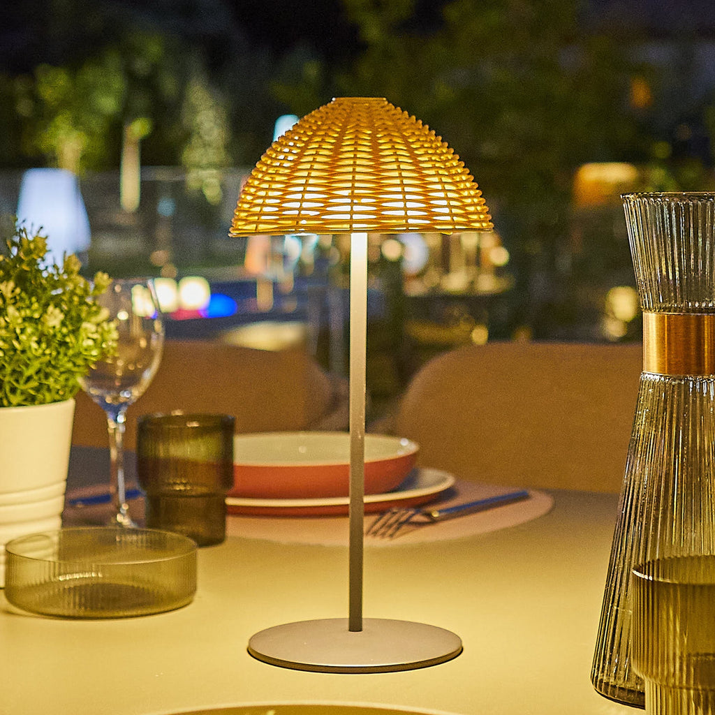 Faroe - Lampe De Table Sans Fil - Polyrotin - Marron