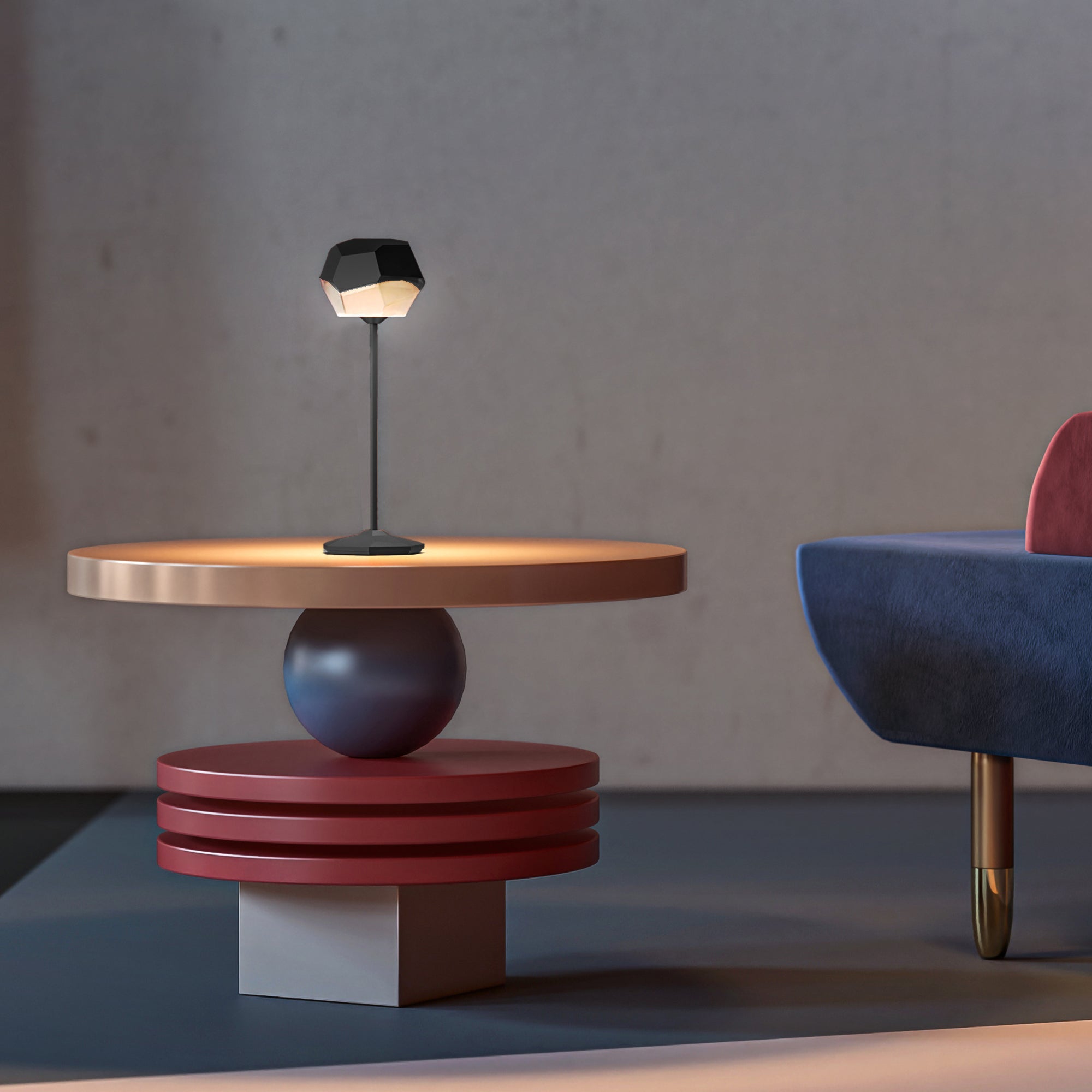 Stone - Lampe De Table Sans Fil - Aluminium - Noir