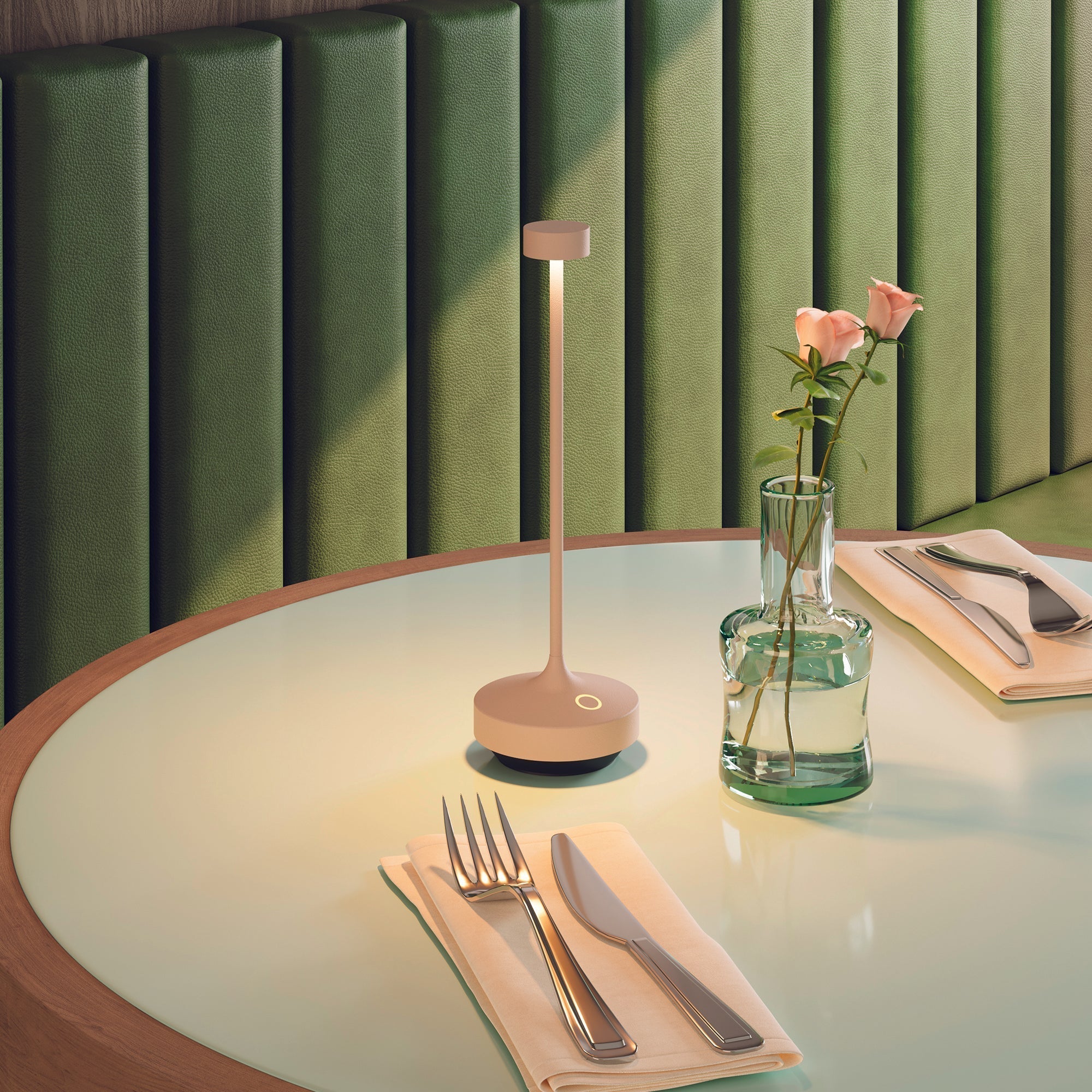 Ruby - Lampe De Table Sans Fil - Acier - Beige