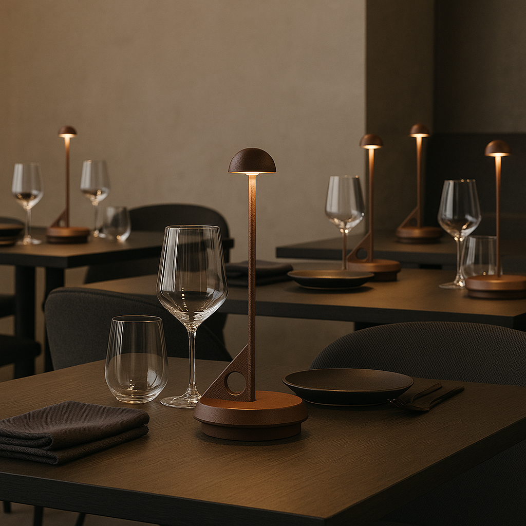 Lume - Lampe De Table Sans Fil - Aluminium - Marron