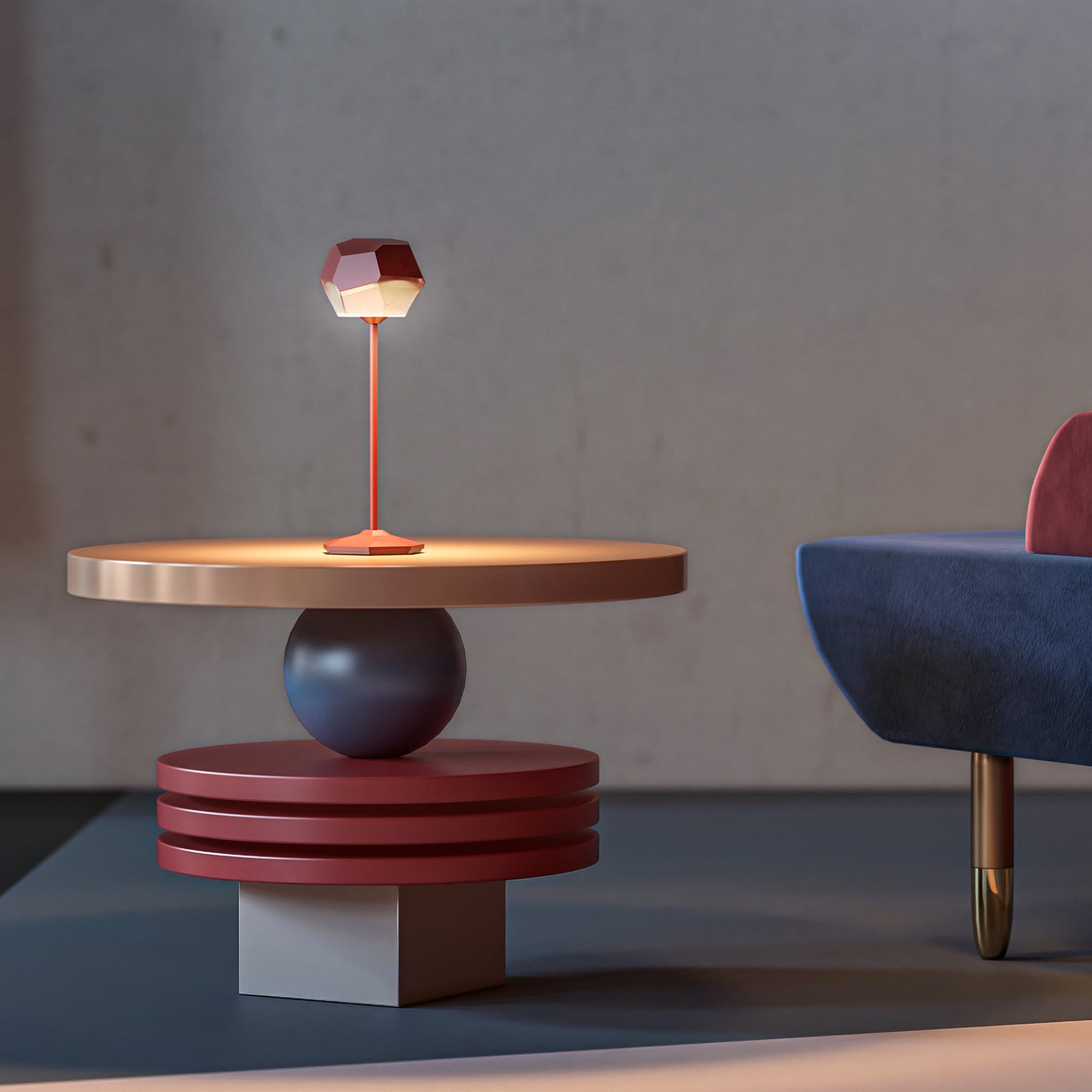 Stone - Lampe De Table Sans Fil - Aluminium - Rouge