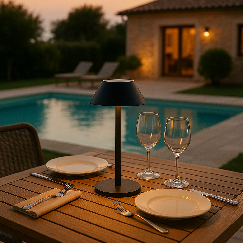 Nerio - Lampe De Table Solaire - Aluminium - Noir