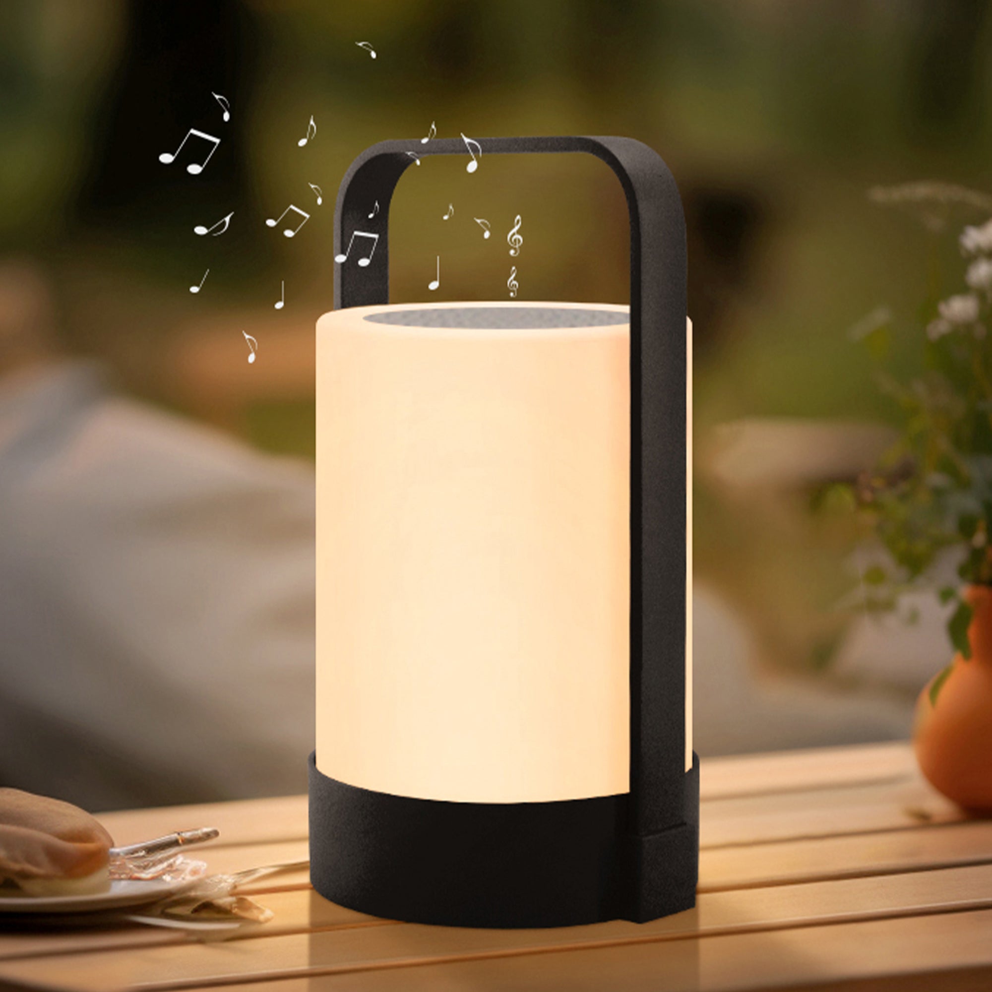 Nina - Lampe Enceinte Bluetooth - Polyéthylène - Gris