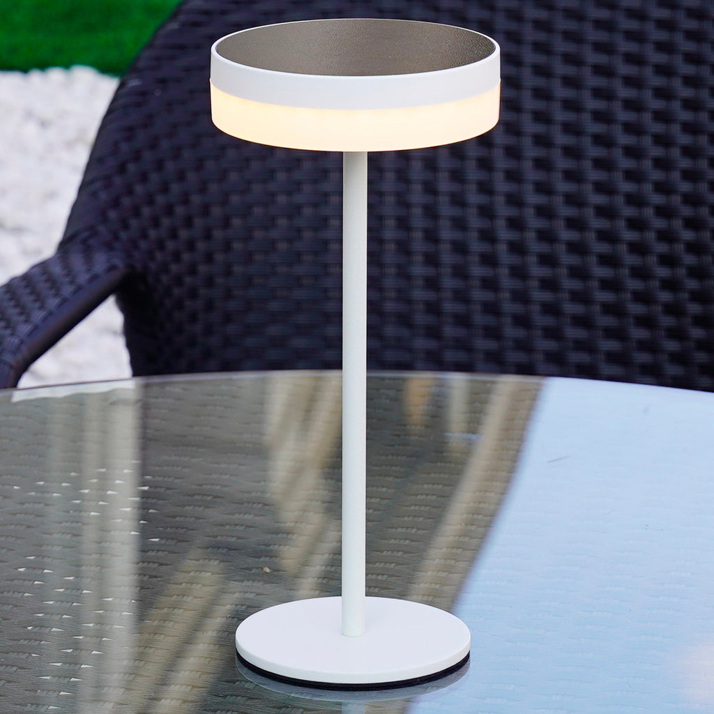 Vivia - Lampe De Table Solaire - Aluminium - Blanc