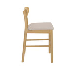 lana chaise de bar mi hauteur en tissu beige et bois lot de 2
