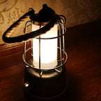 Lanterne sans fil anse en corde LED blanc chaud/ dimmable WILDY H23cm - REDDECO.com