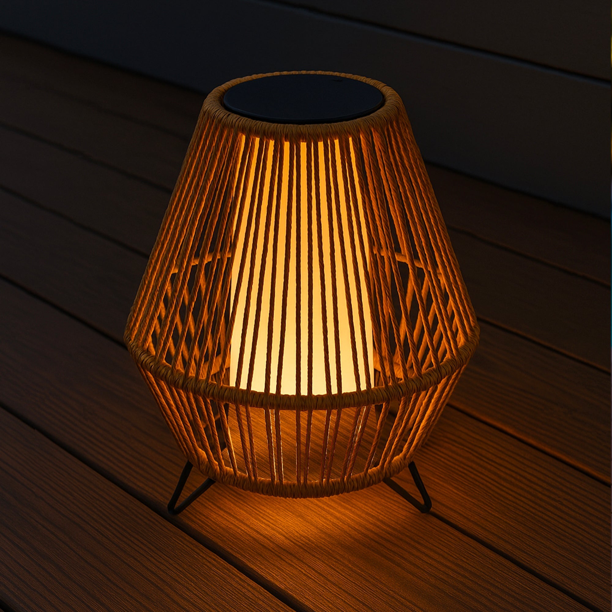 Salomea - Lanterne Solaire - Rotin - Beige