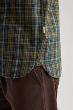 checkered green deadstock fabric men shirt 