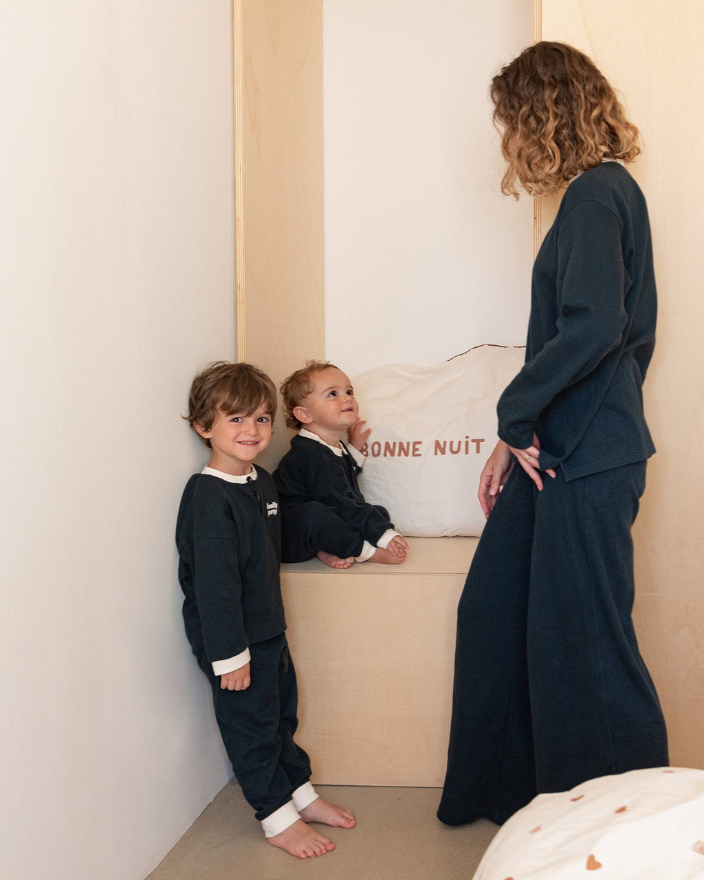 Le Pyjama Family Party Enfant En Coton Bio Nid D'Abeille - Charbon