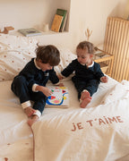 Le Pyjama Family Party Enfant En Coton Bio Nid D'Abeille - Charbon
