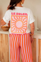 LE SOLEIL Orange/Blanc - T-Shirt Imprimé