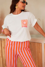 LE SOLEIL Orange/Blanc - T-Shirt Imprimé